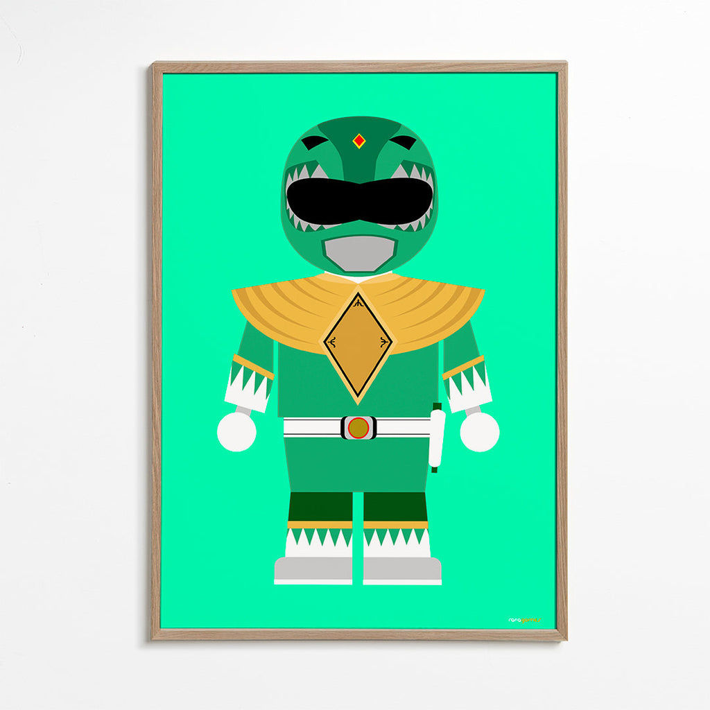 Estampa infantil Power Ranger verde brinquedo