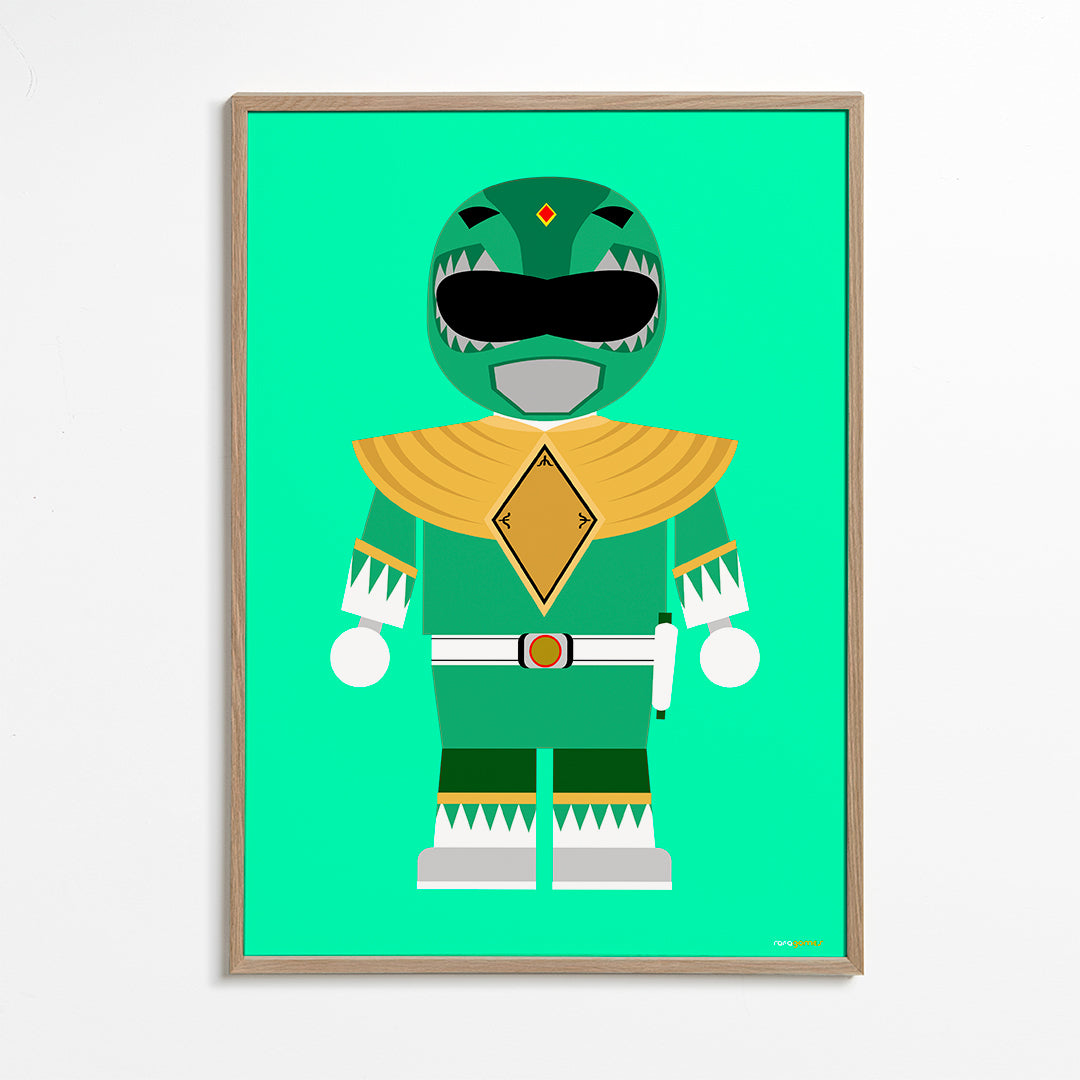 Estampa infantil Power Ranger verde brinquedo
