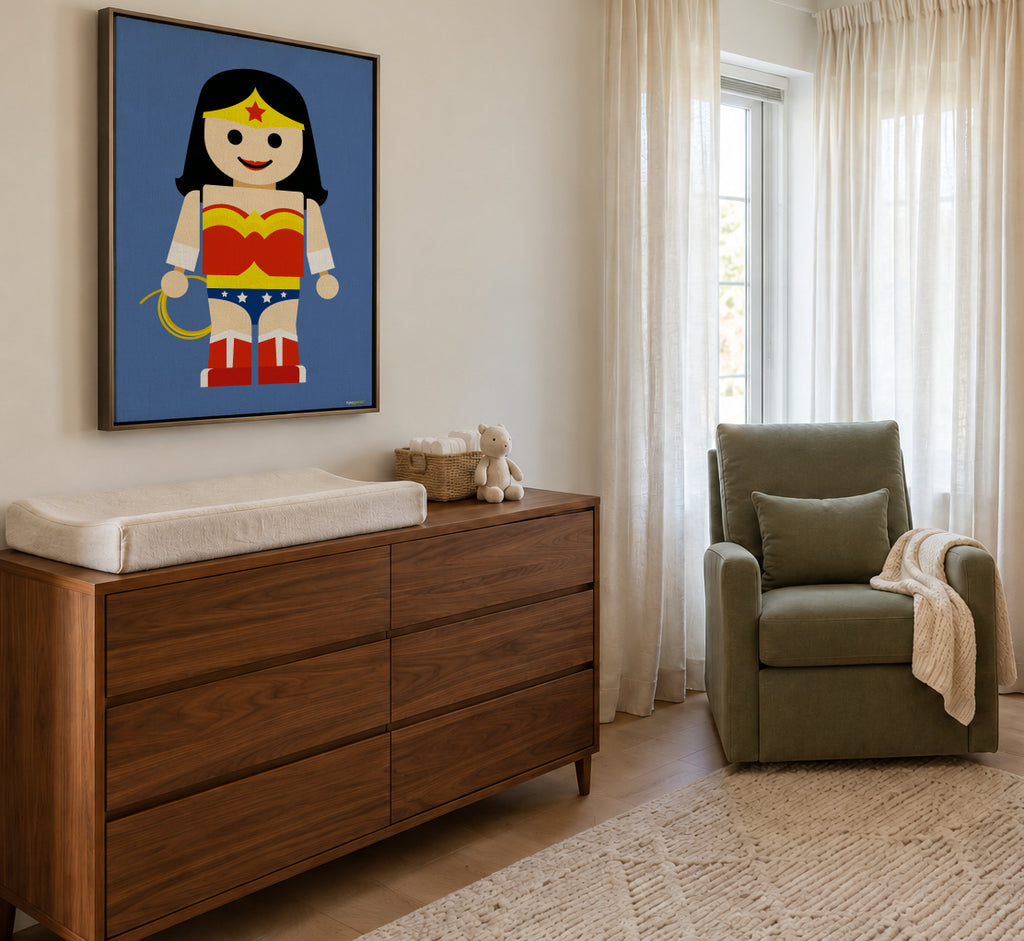 Toy Wonder Woman - Framed canvas in an interior