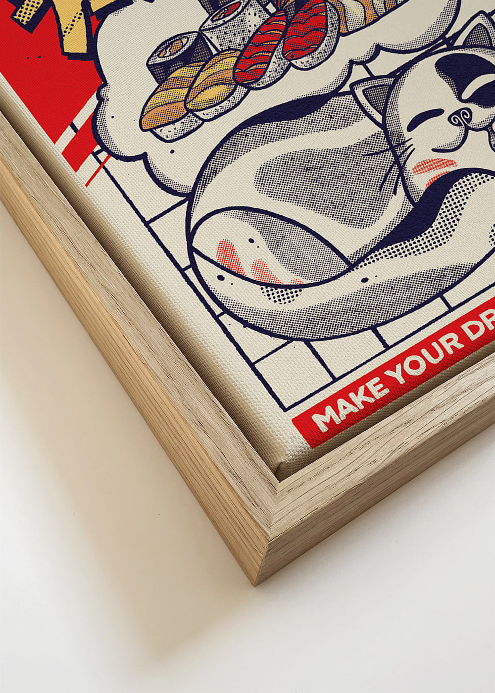 Arte para cozinha gato e sushi