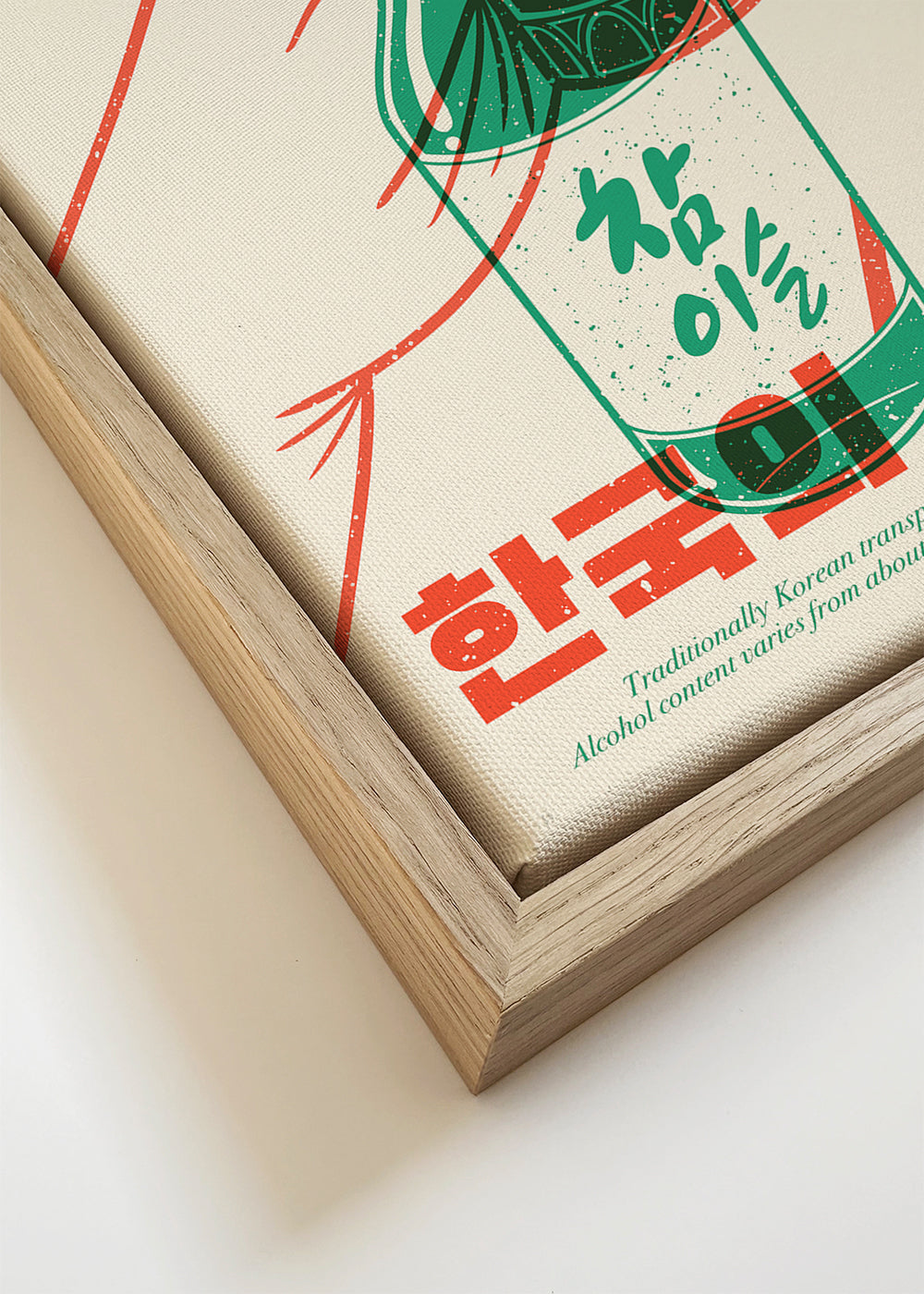 Arte para cozinha com garrafa de soju ilustrada