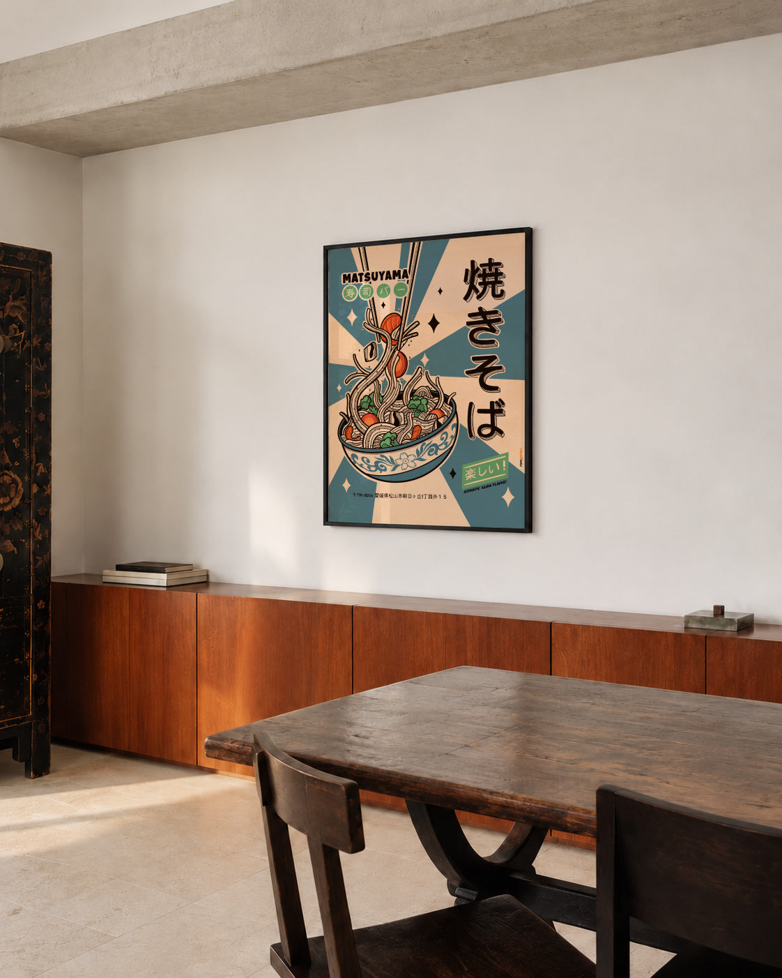 Noodles Every Day - Framed poster in an interior