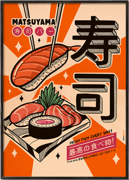 Arte para cozinha Poster sushi retrô