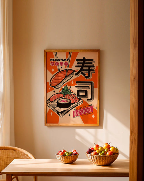 Arte para cozinha Poster sushi retrô