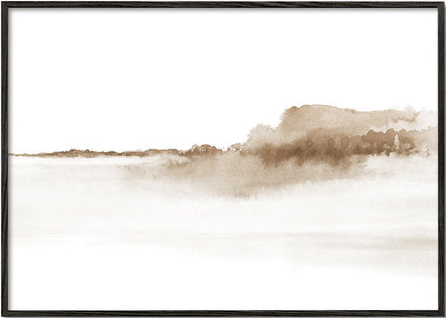Paisagem em aquarela sépia minimal