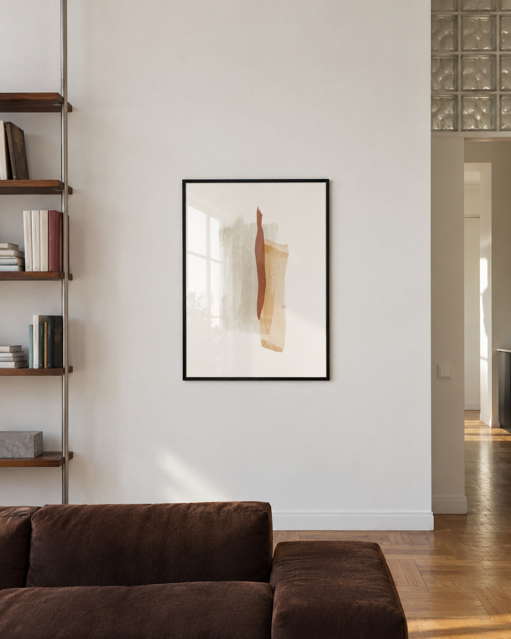 Brush strokes N 5 Warm colors - Framed poster in an interior