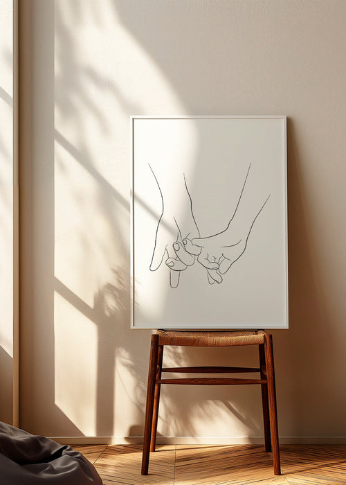 Ilustração mãos entrelaçadas minimal