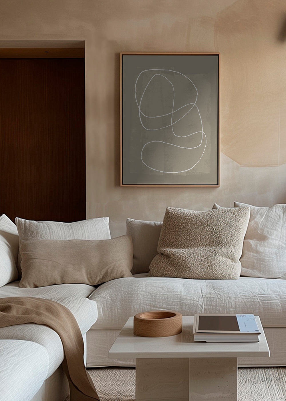 Quadro minimalista com traço branco