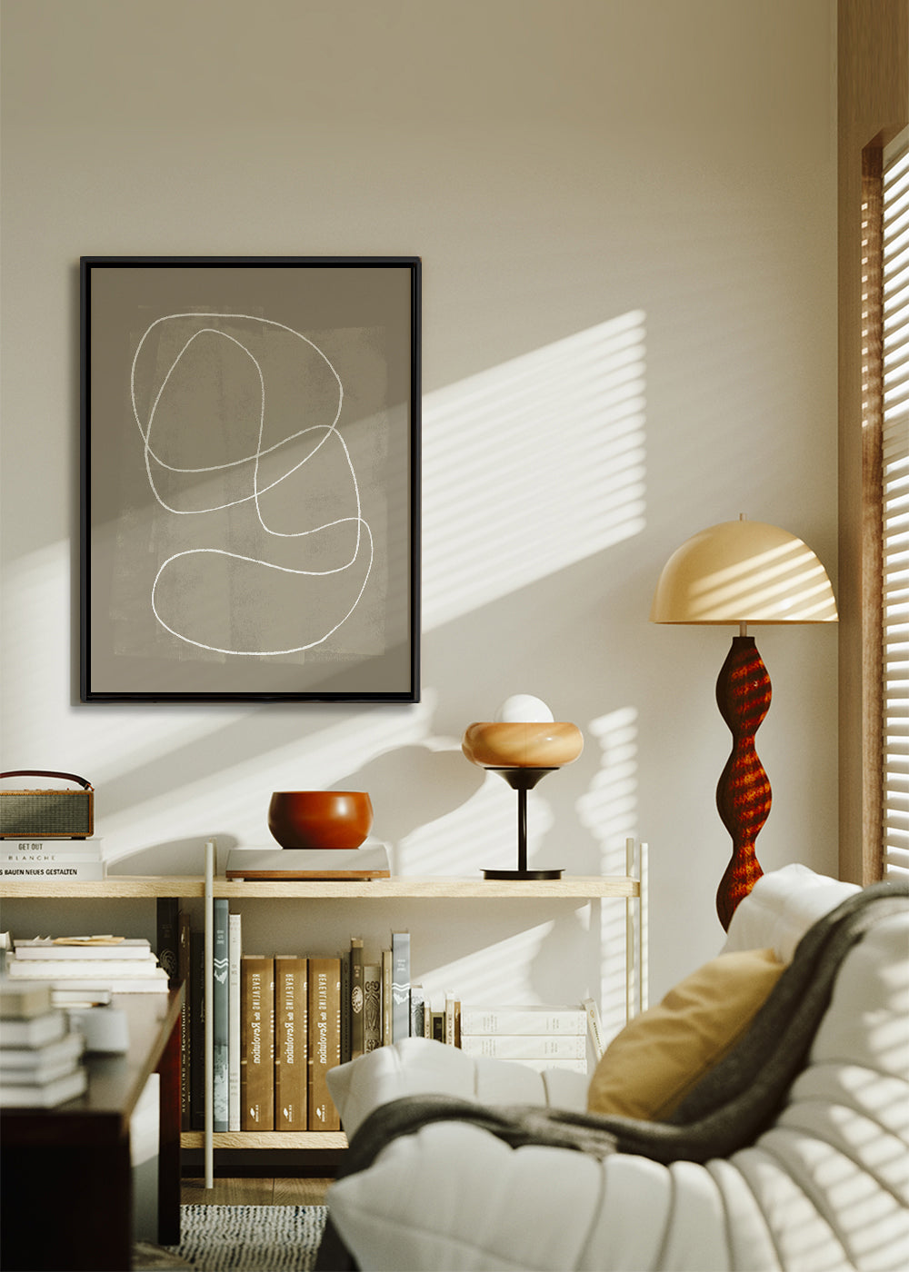 Quadro minimalista com traço branco