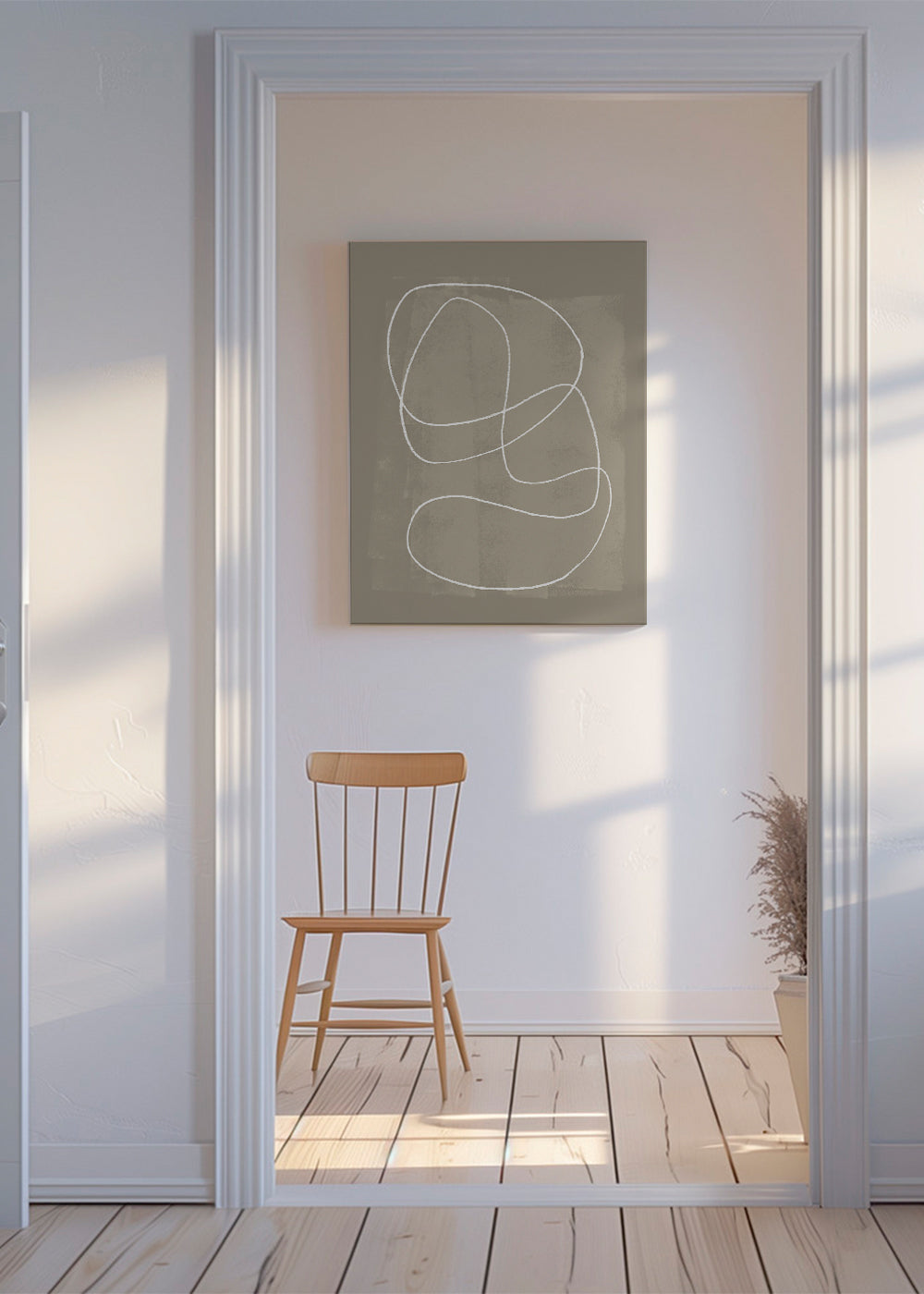 Quadro minimalista com traço branco