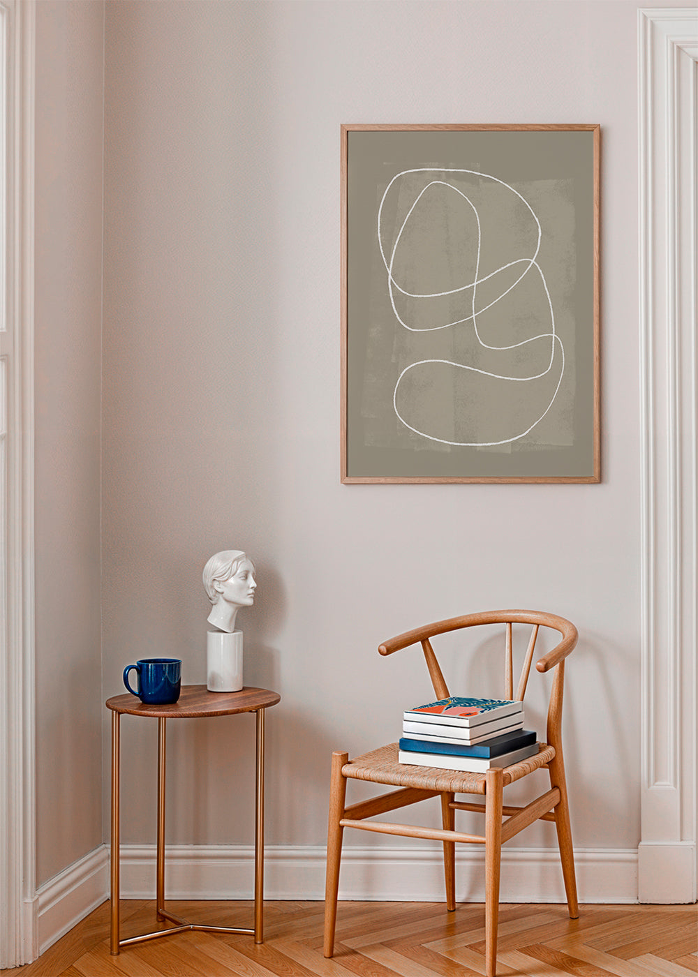 Quadro minimalista com traço branco