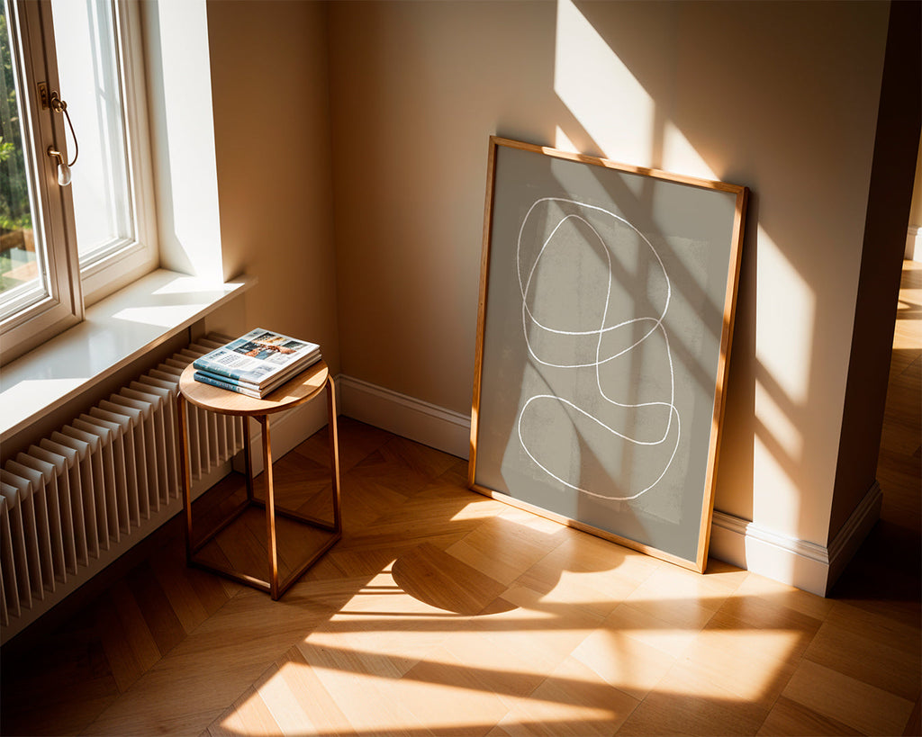 Quadro minimalista com traço branco