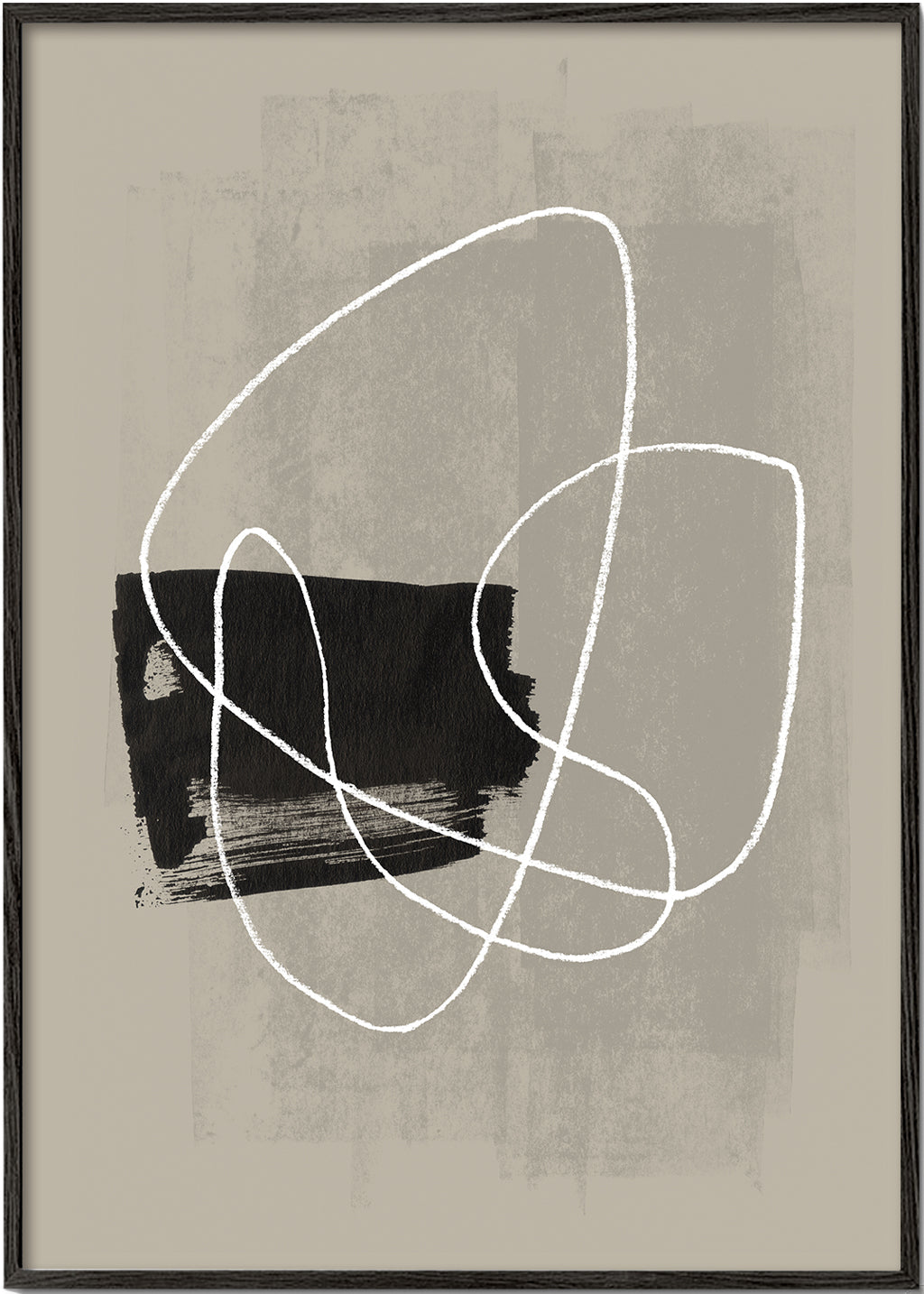 Arte abstrata com traço branco e mancha preta