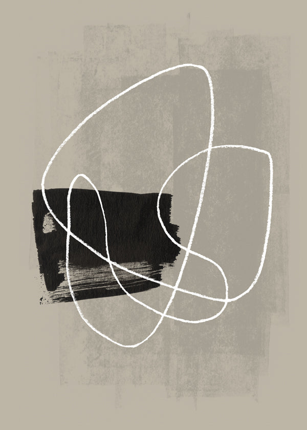 Arte abstrata com traço branco e mancha preta