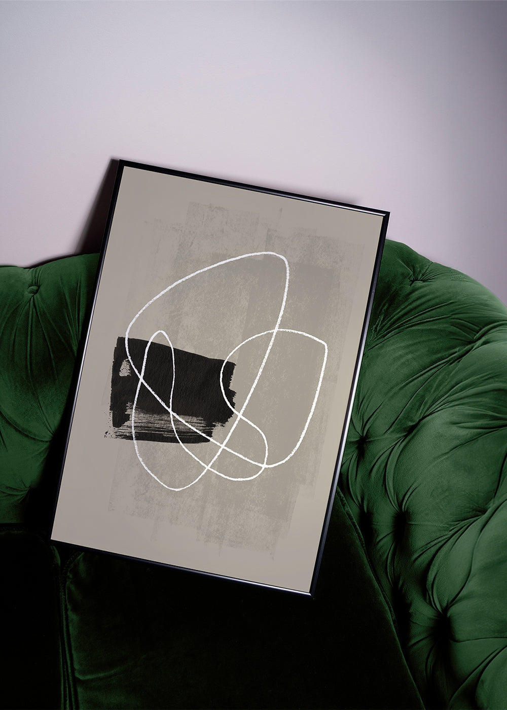 Arte abstrata com traço branco e mancha preta