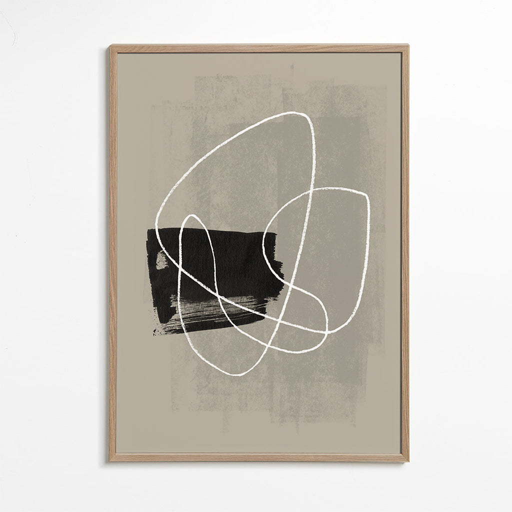 Arte abstrata com traço branco e mancha preta