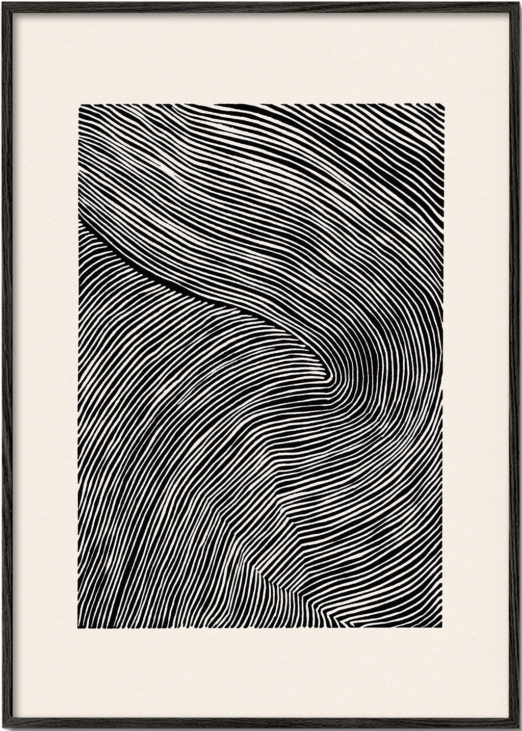 Arte em preto e branco de linhas onduladas
