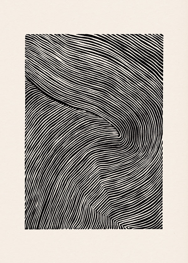 Arte em preto e branco de linhas onduladas