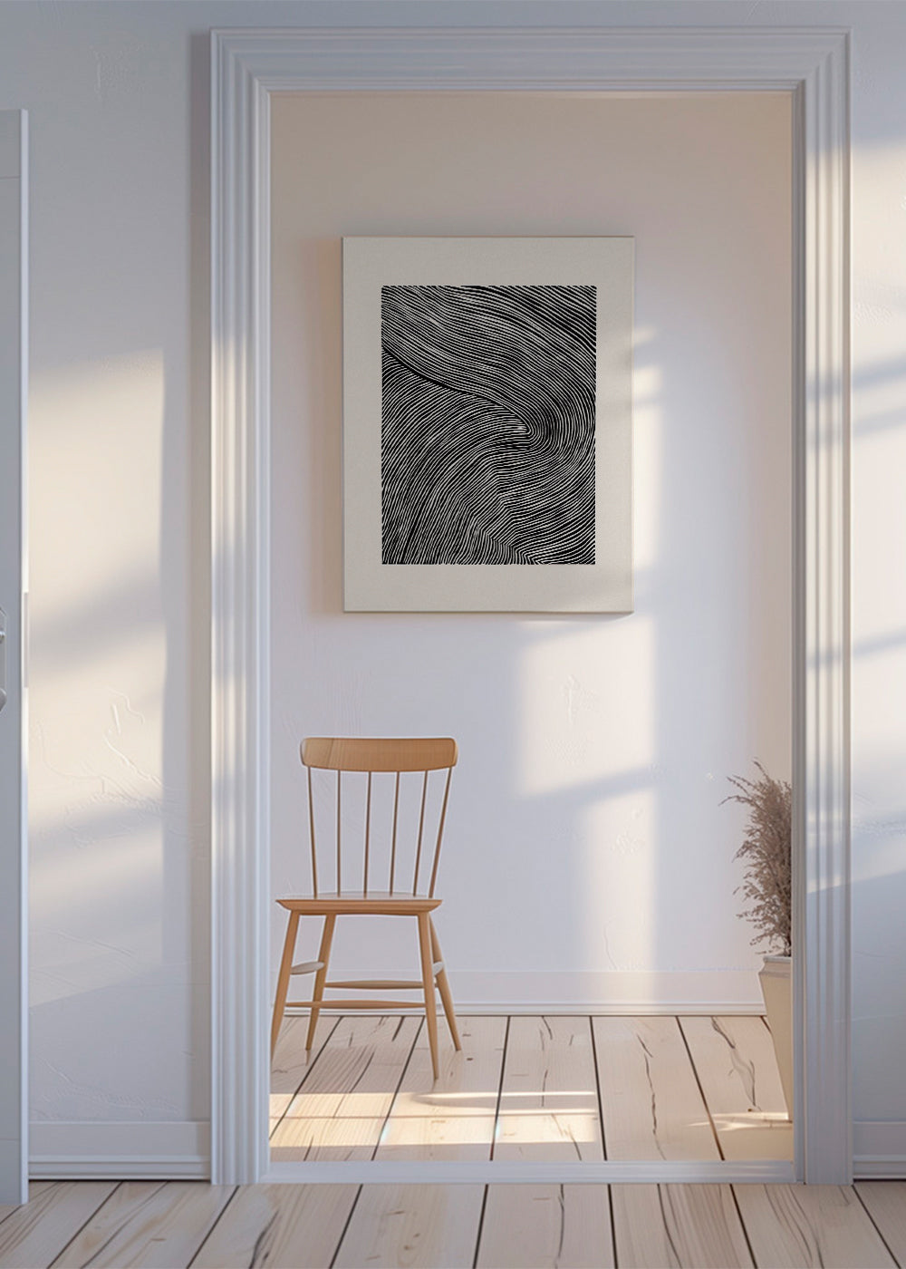 Arte em preto e branco de linhas onduladas