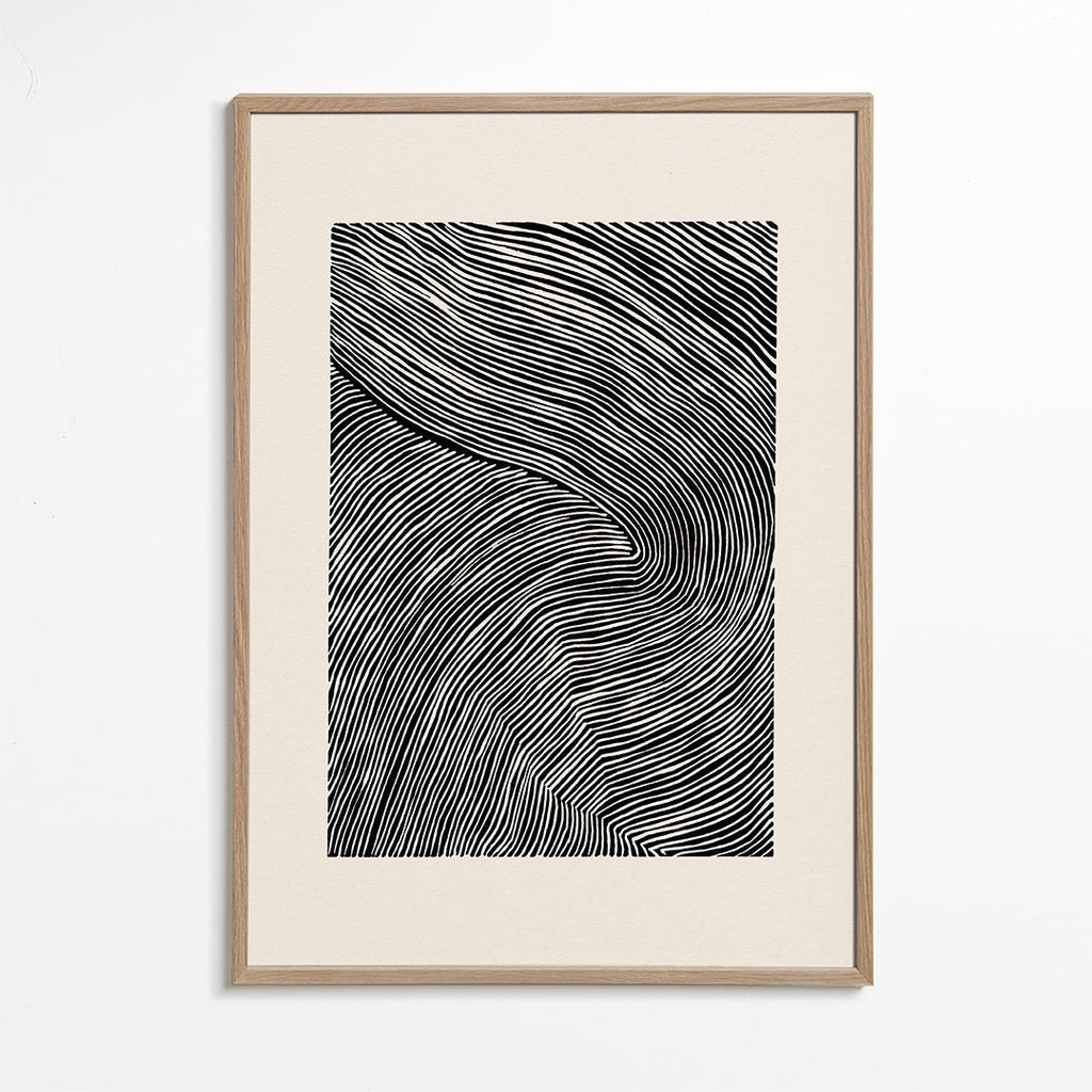 Arte em preto e branco de linhas onduladas
