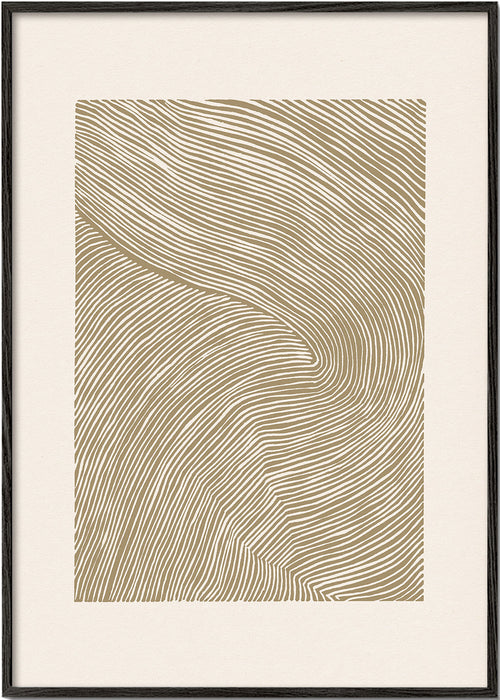 Arte abstrata com linhas orgânicas ocre