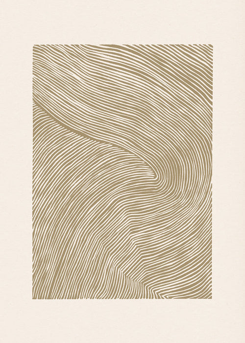 Arte abstrata com linhas orgânicas ocre