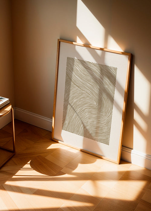 Arte abstrata com linhas orgânicas ocre