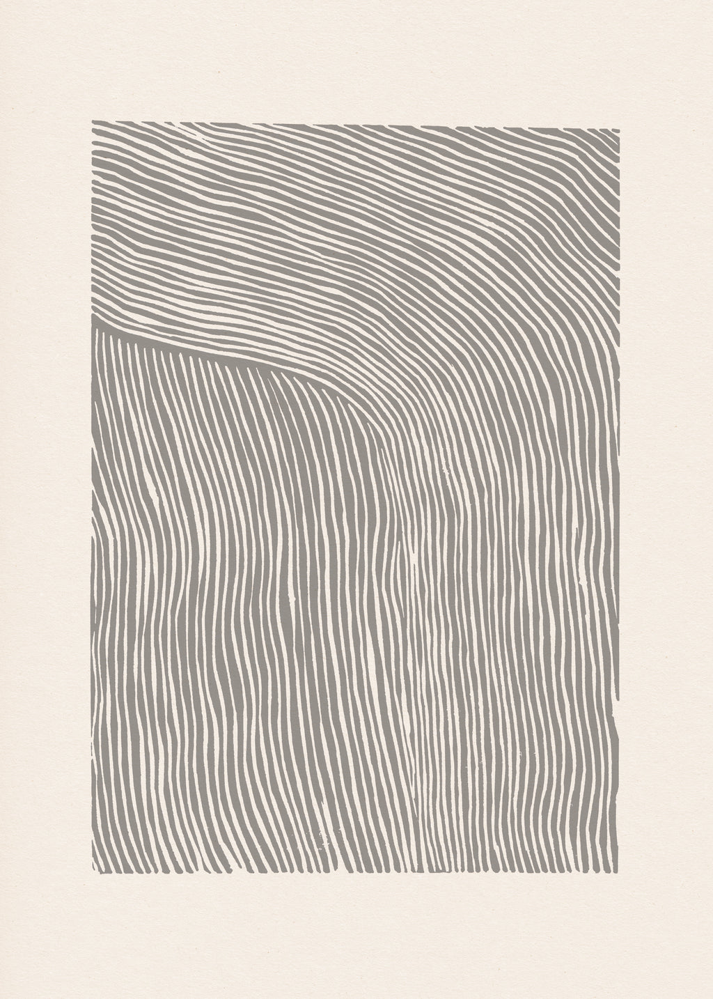 Stripes linocut Nº6 - Gray - Unframed art print