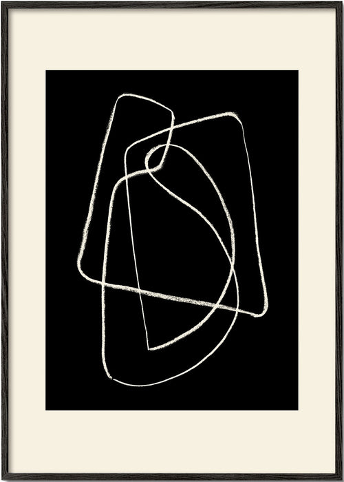 Arte em preto e branco com traço linear abstrato
