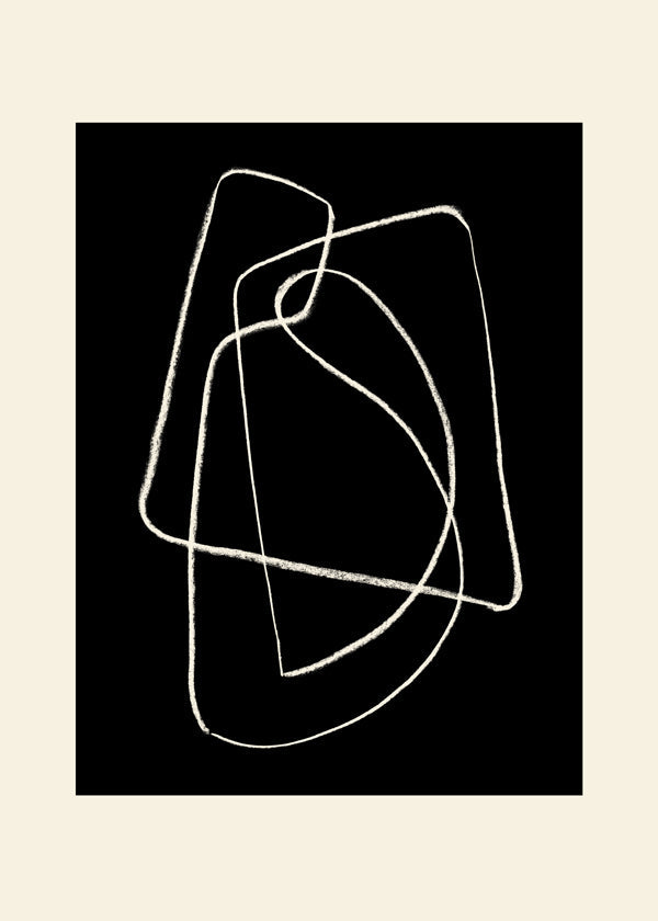 Arte em preto e branco com traço linear abstrato
