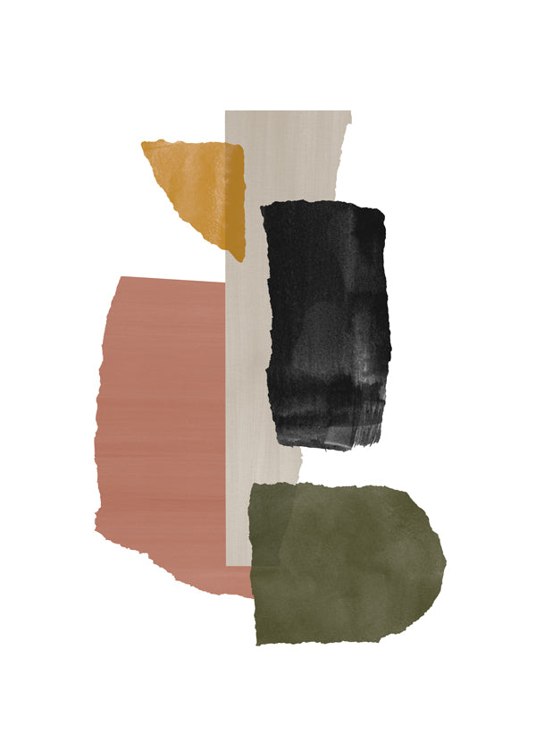 Quadro abstrato de fragmentos texturizados