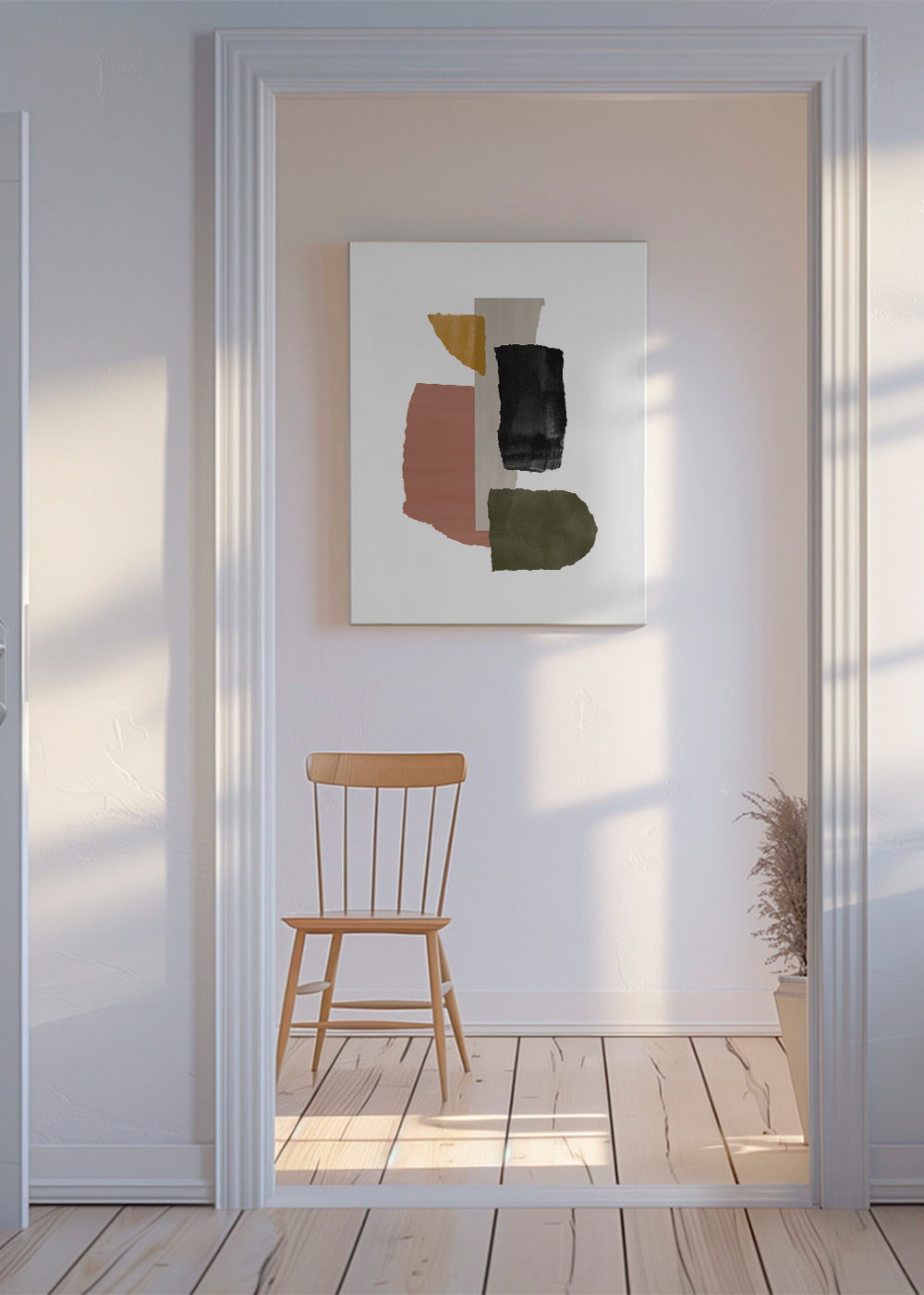 Quadro abstrato de fragmentos texturizados