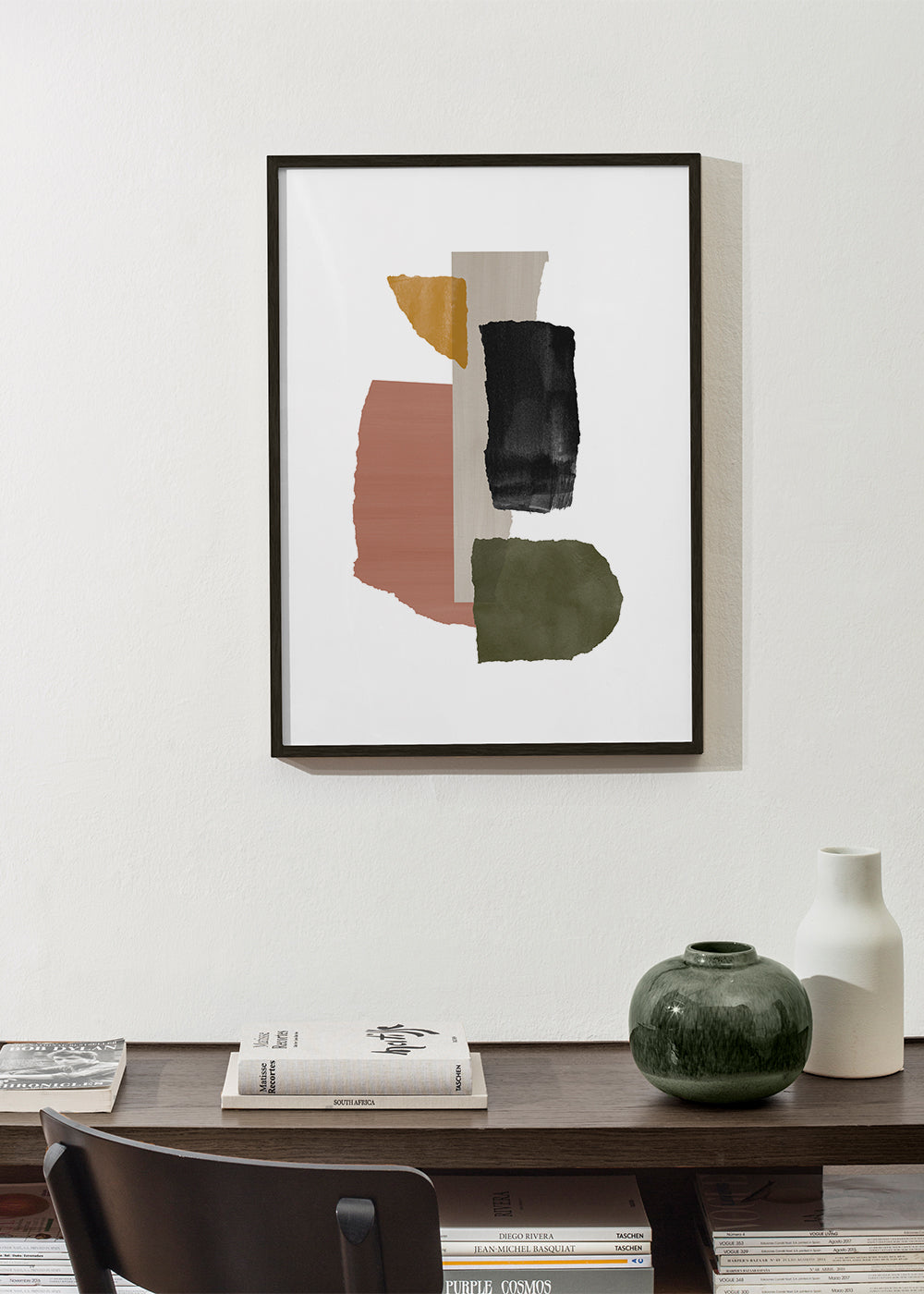 Quadro abstrato de fragmentos texturizados