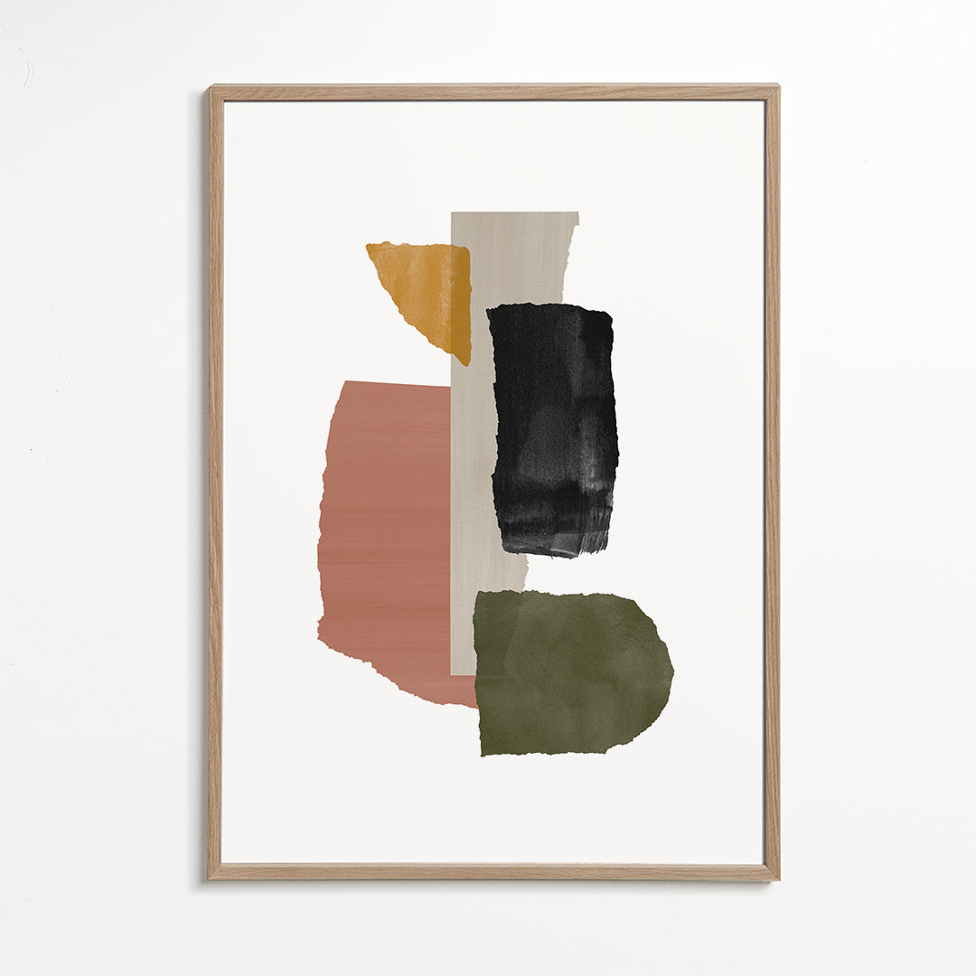 Quadro abstrato de fragmentos texturizados