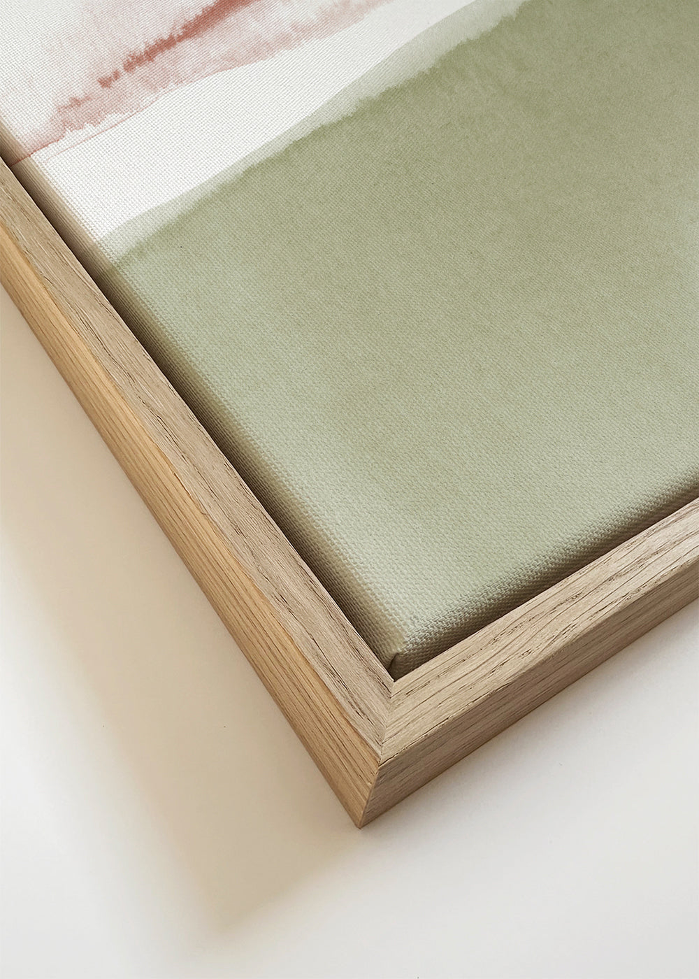 Quadro de paisagem aquarela verde oliva minimal
