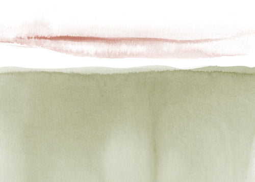 Quadro de paisagem aquarela verde oliva minimal