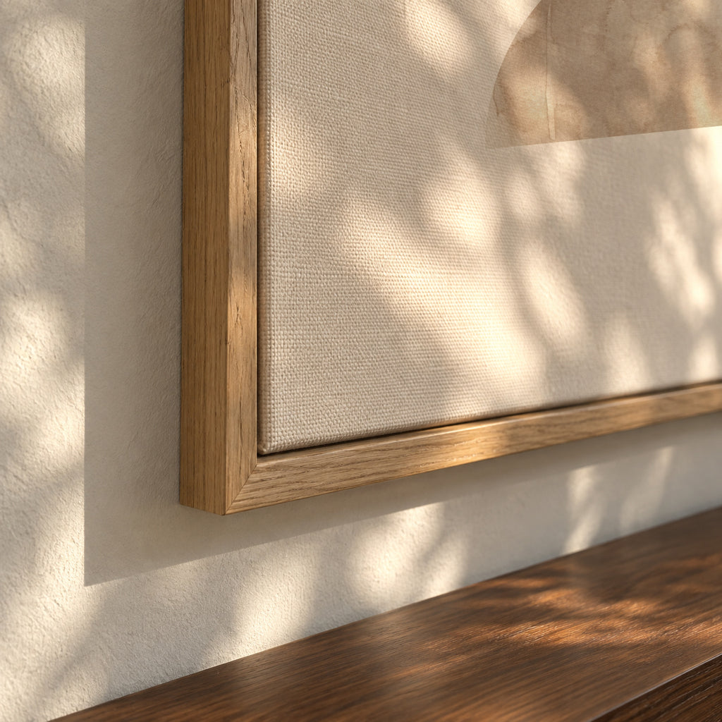 Watercolor shapes Nº2 - beige tones - Framed canvas detail