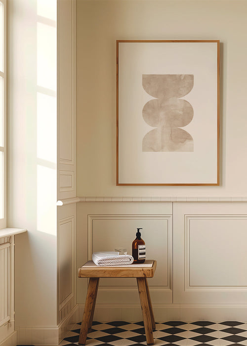 Arte abstrata bege com formas empilhadas