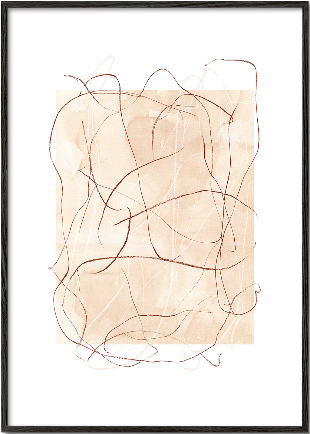 Arte abstrata terracota com traços soltos