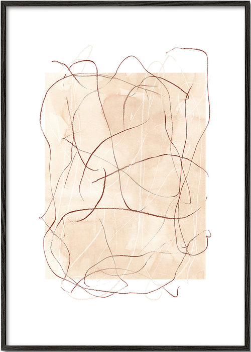 Arte abstrata terracota com traços soltos