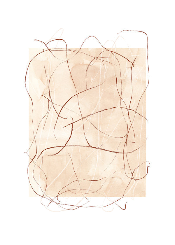 Arte abstrata terracota com traços soltos