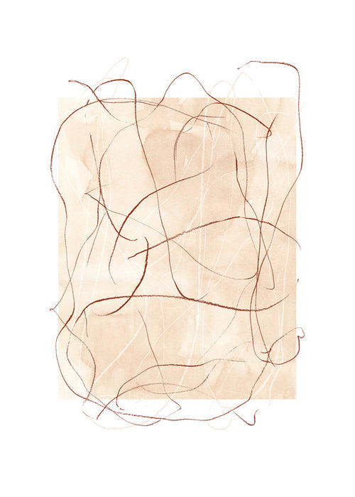 Arte abstrata terracota com traços soltos
