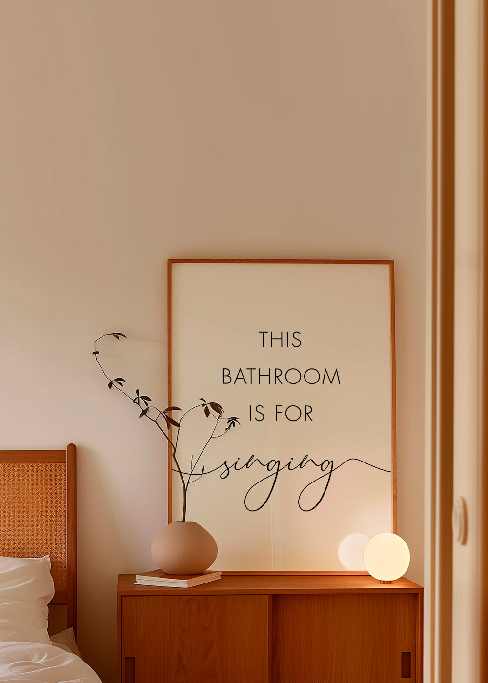 Quadro minimalista com frase para banheiro