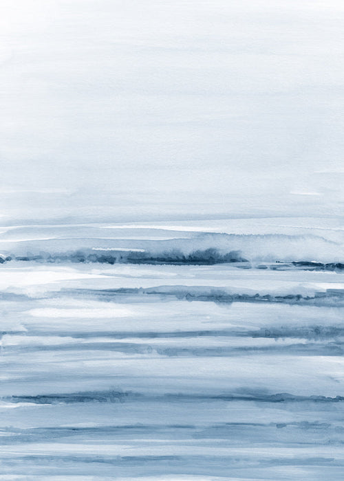 Quadro paisagem aquarela azul índigo