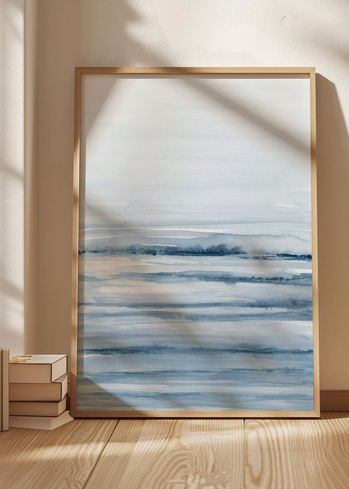Quadro paisagem aquarela azul índigo