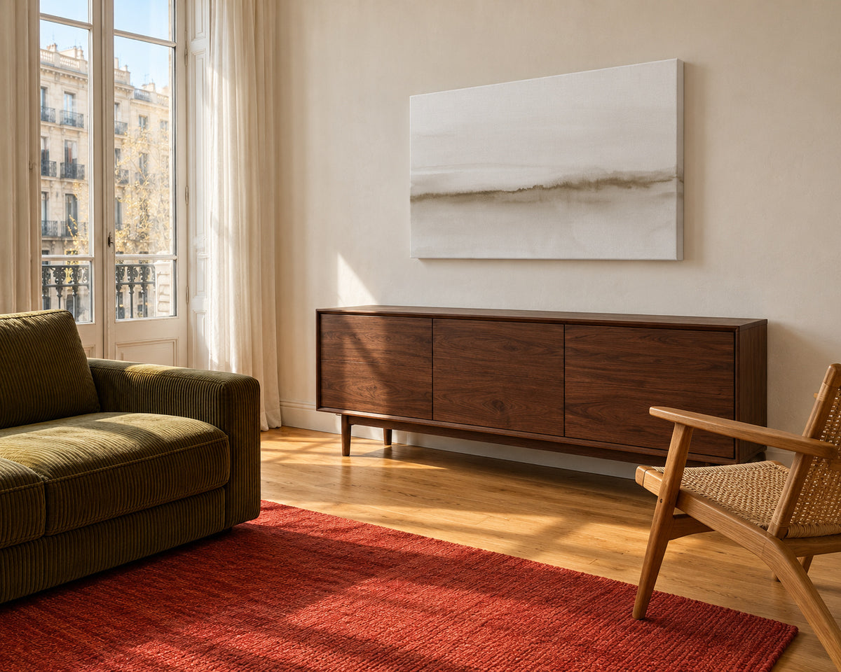 Watercolor landscape N 47 Beige tones - Unframed canvas in an interior