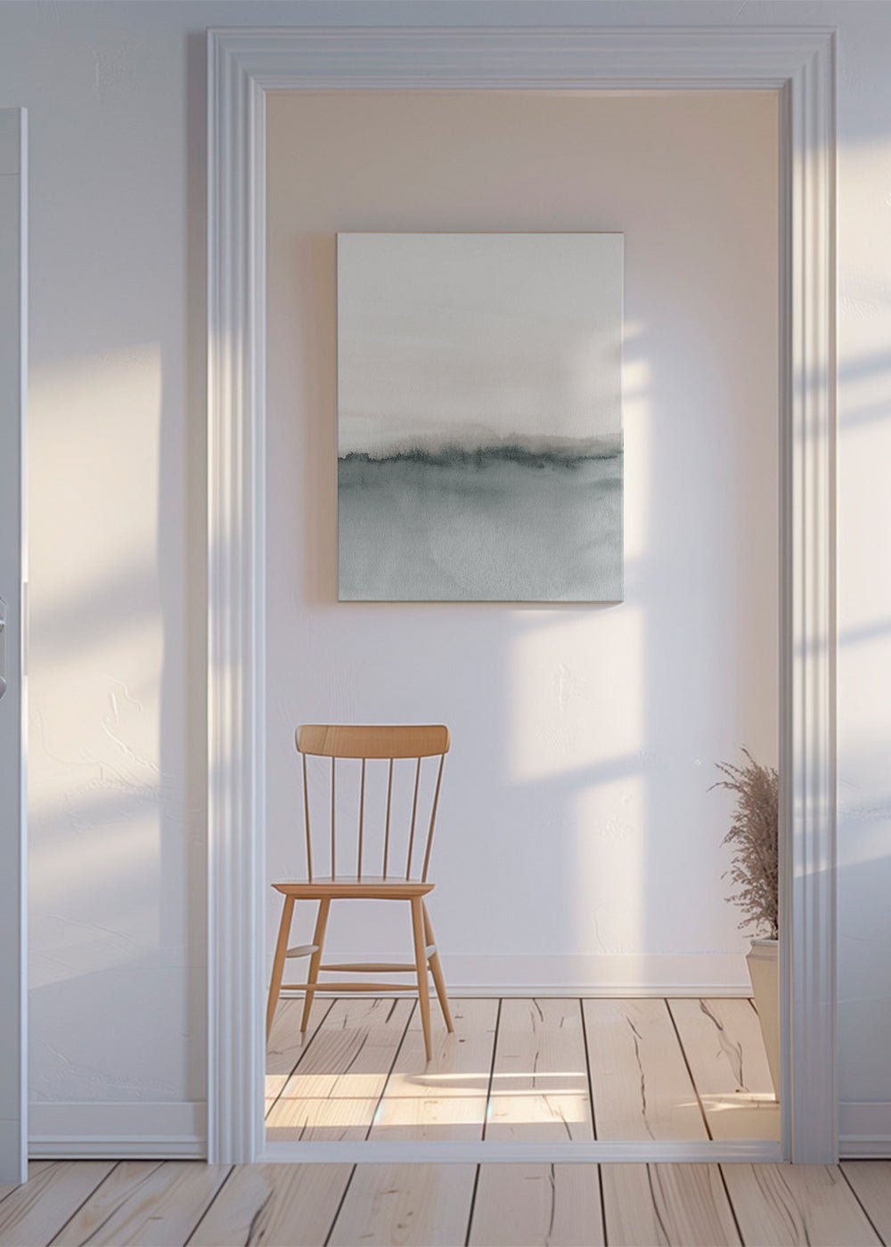 Paisagem em aquarela minimal em cinza