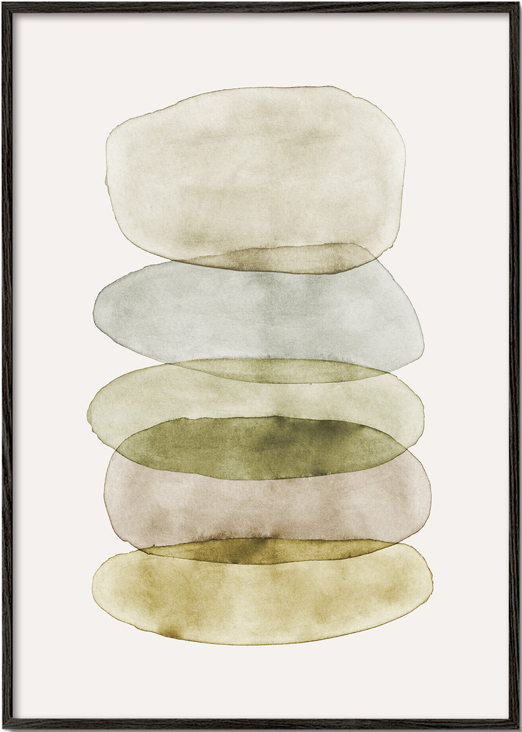 Obra abstrata de formas em aquarela empilhadas