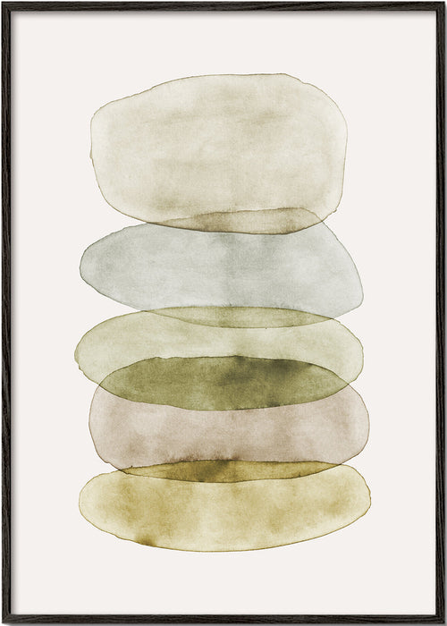 Obra abstrata de formas em aquarela empilhadas