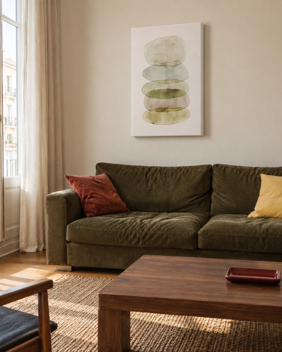 Watercolor abstraction 4 - Unframed canvas in an interior
